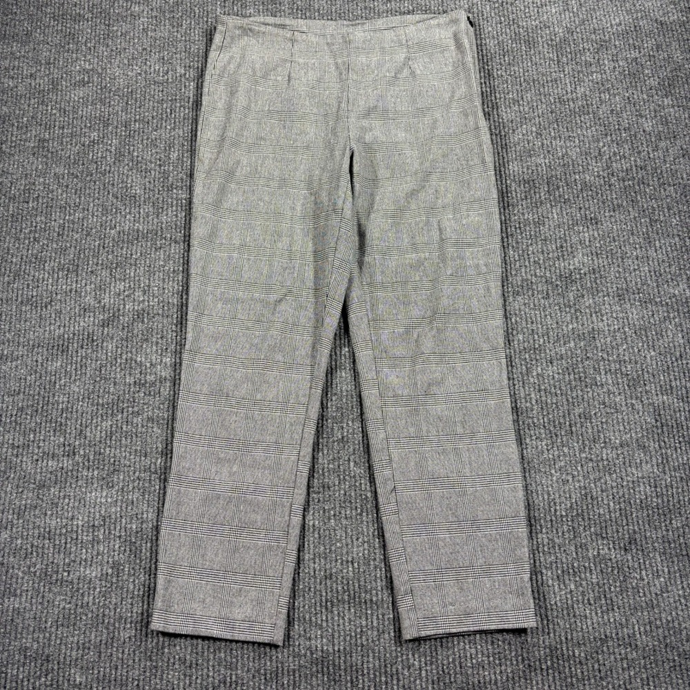 Time and Tru Trousers Women 8‎ Grey Plaid Side Zip Ankle Pants TT32100028149P